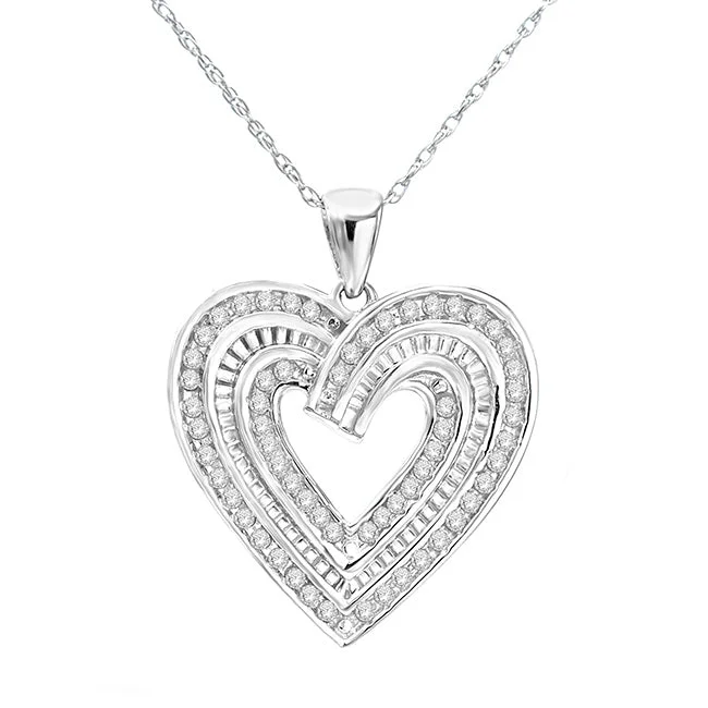 1/2 CTW Diamond Heart Pendant in Sterling Silver