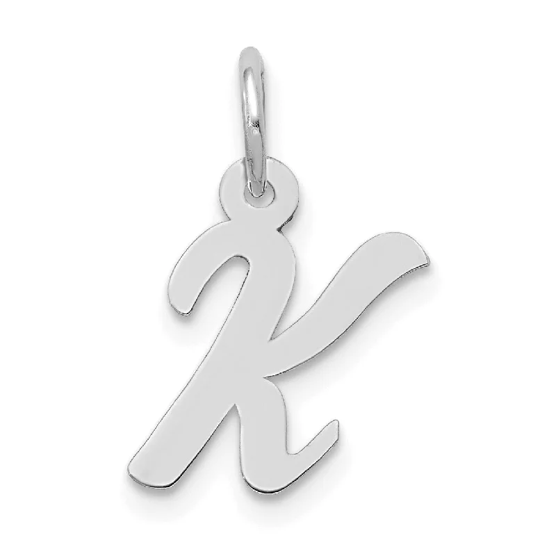 14KT White Gold Initial Pendant; Initial K. Chain not Included