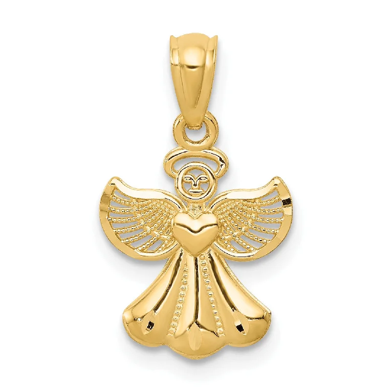 14KT Yellow Gold 20X11MM Angel Pendant. Chain Not Included