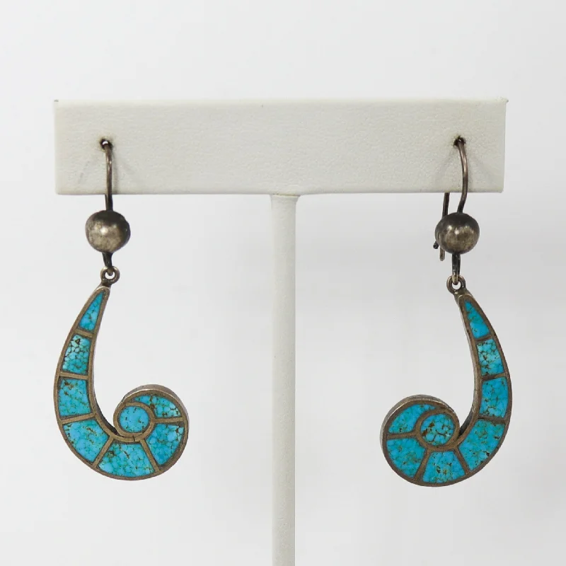 1950s Turquoise Swirl Earrings