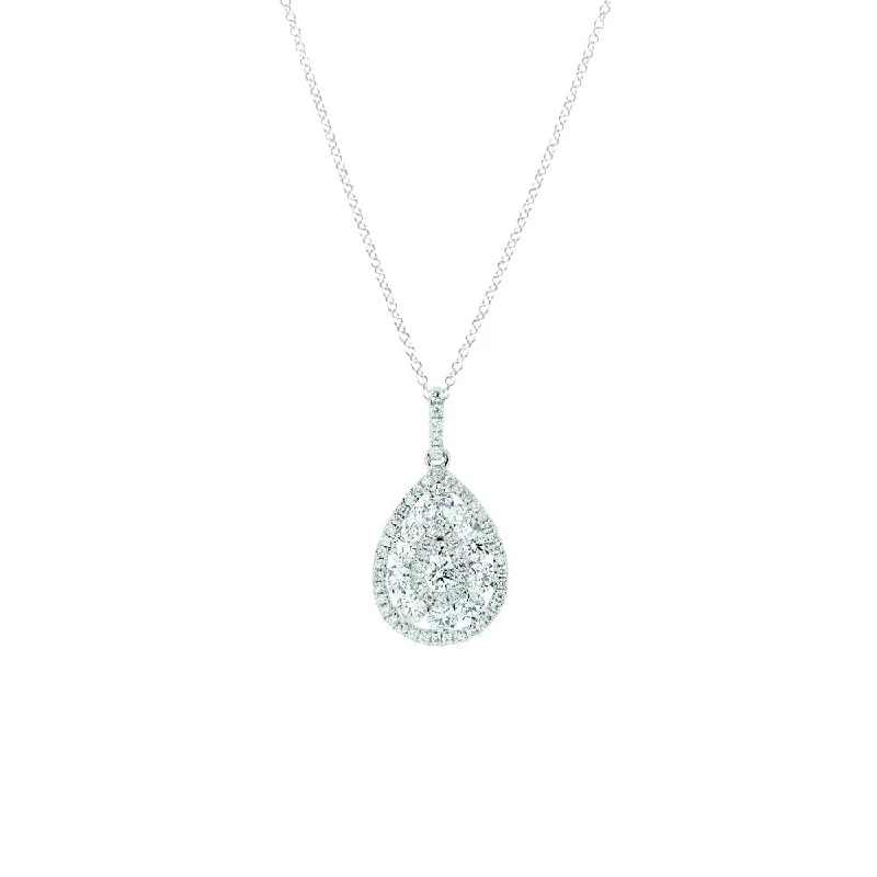 18 Karat White Gold Pear Shaped Pendant with White Diamonds