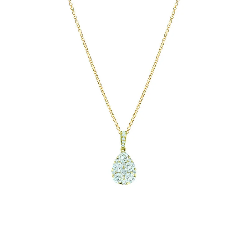 18 Karat Yellow Gold Pear Shaped Pendant with White Diamonds