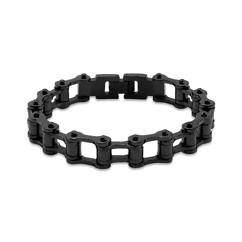 Stainless Steel Black Bike Chain Bracelet / BRJ9023