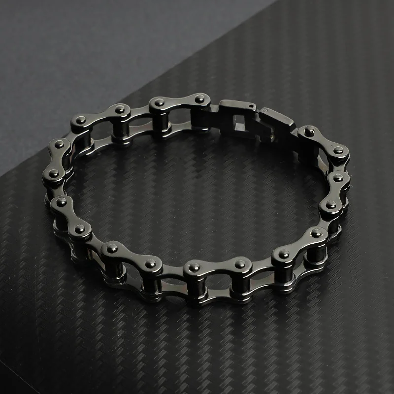 Stainless Steel Black Bike Chain Bracelet / BRJ9023