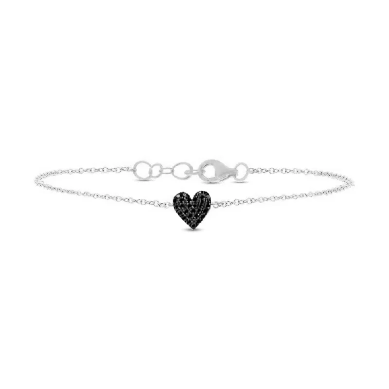 Black Diamond Mini Pave Heart Bracelet