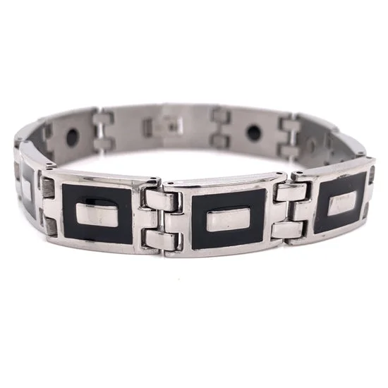 Black & Stainless Steel Magnetic Bracelet / MBS0037