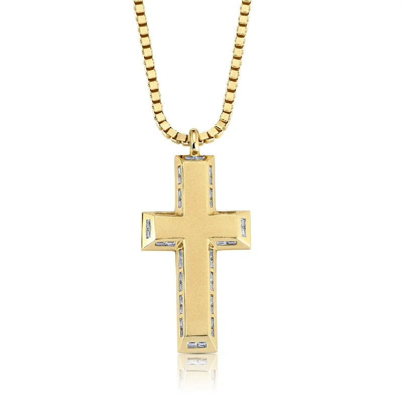 Crislu 18KT Yellow Gold Plated Sterling Silver Cubic Zirconia 24-inch Cross Pendant