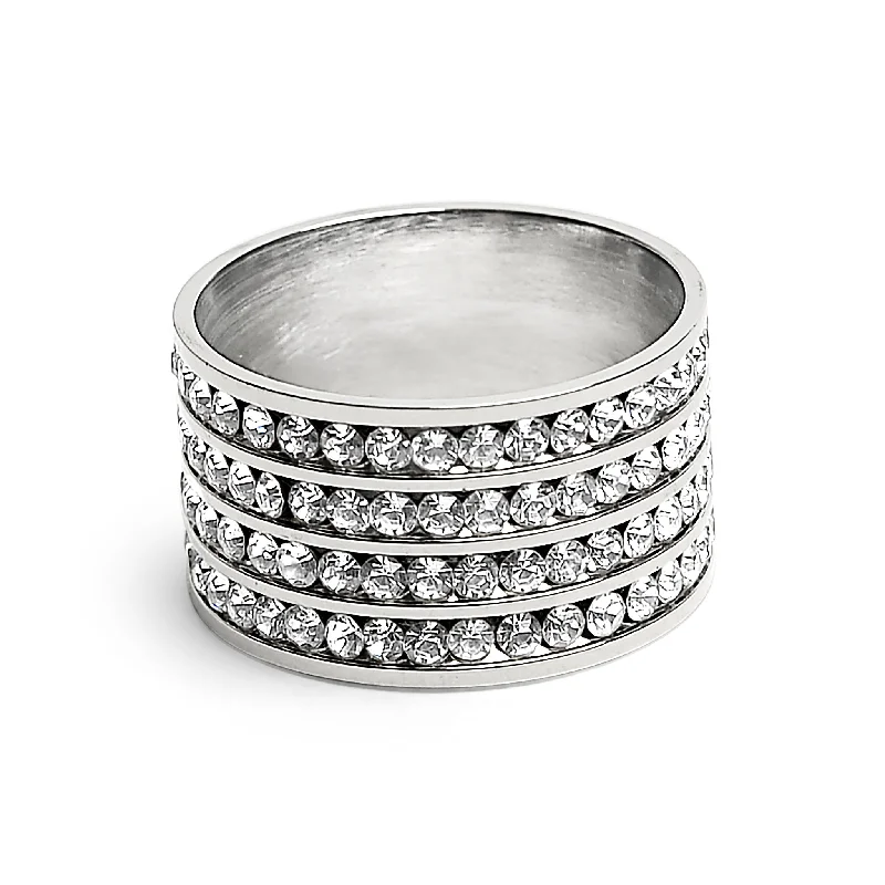 CZ Eternity Quadruple Stainless Steel Ring / ZRJ9009