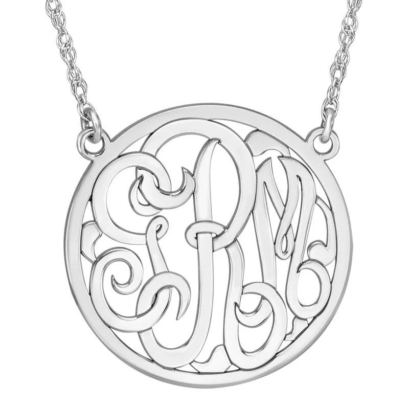 Fink's 25mm Custom Bordered Monogram Necklace