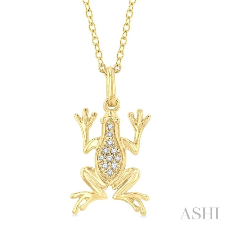 1/20 ctw Amphibian Round Cut Diamond Petite Fashion Pendant With Chain in 10K Yellow Gold