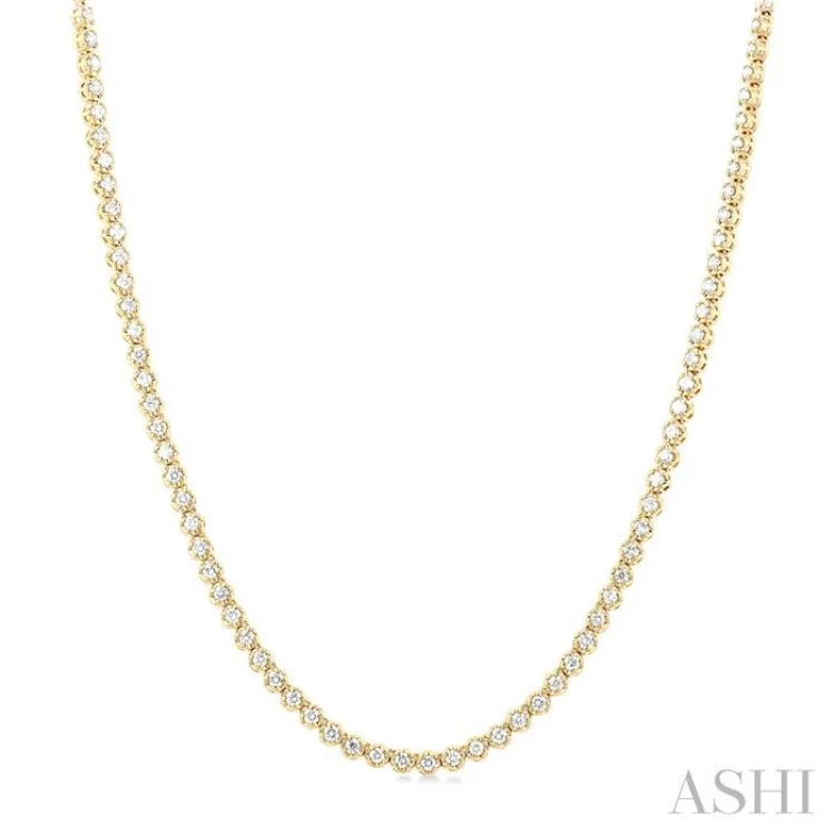 3 ctw Illusion Round Cut Diamond Eternity Tennis Necklace in 14K Yellow Gold