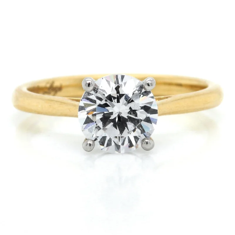 18K Yellow Gold Solitaire with Hidden Halo Engagement Ring Setting