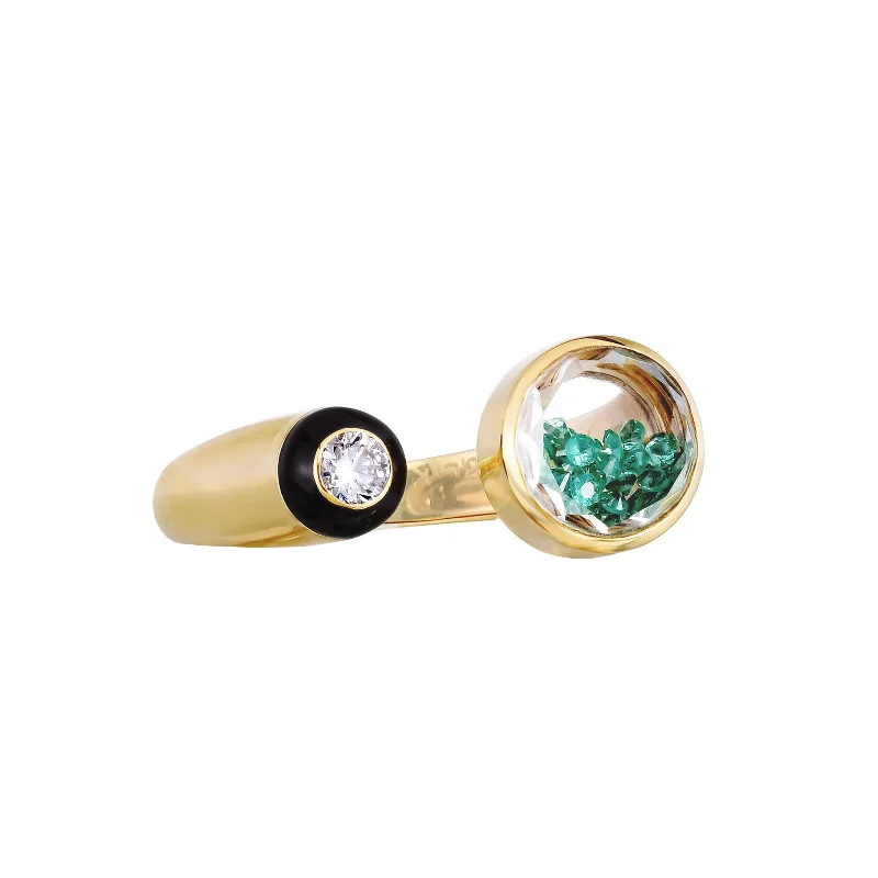 Orbita Ring with Black Enamel