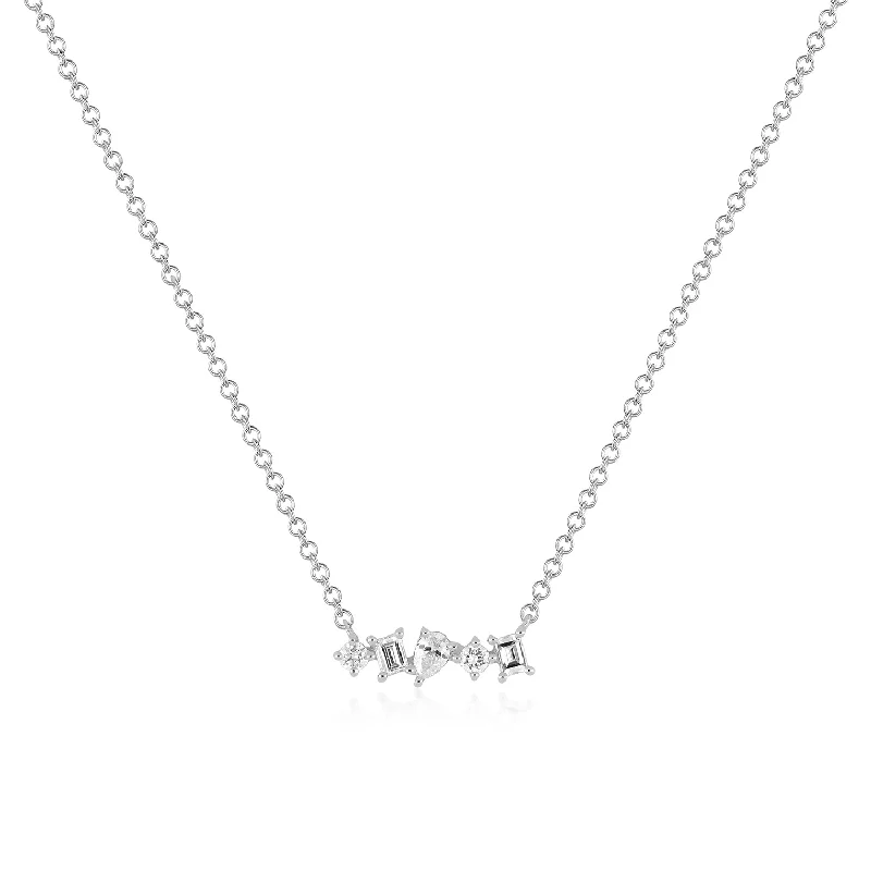 Multi Faceted Diamond Mini Bar Necklace