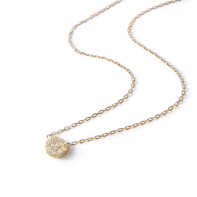 Gold Vermeil / Pavé Disc Necklace - 85