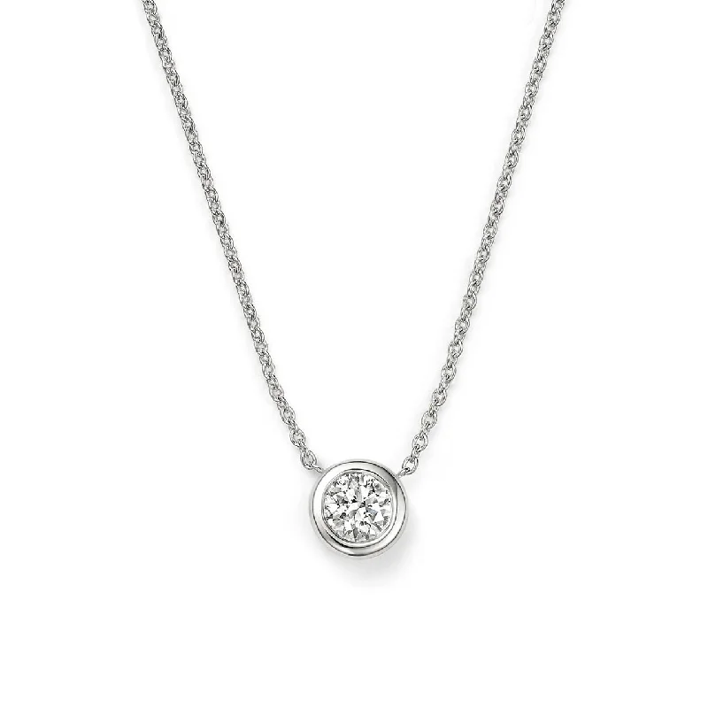 Roberto Coin Tiny Treasures 18K White Gold Bezel Set Diamond Station Necklace