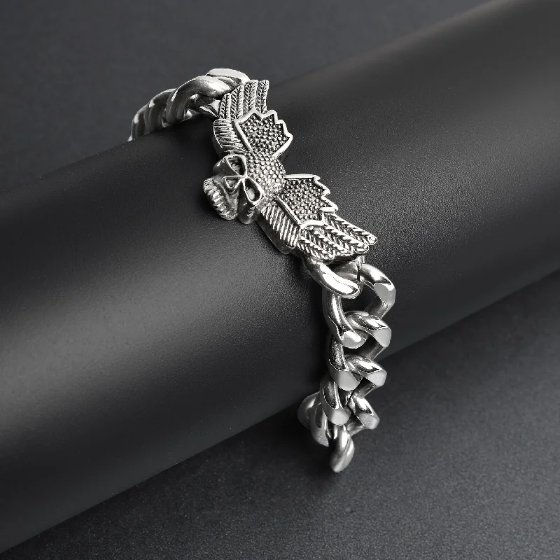 Stainless Steel Skull Wings Bracelet / BCJ0155