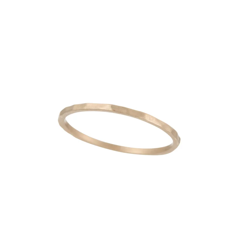 Solid Gold Matte Hammered Band, 14k