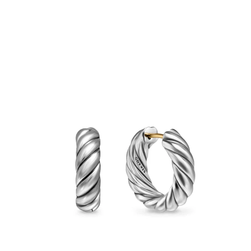 Sculpted Cable Hoop Earrings Sterling Silver, 18.6mm