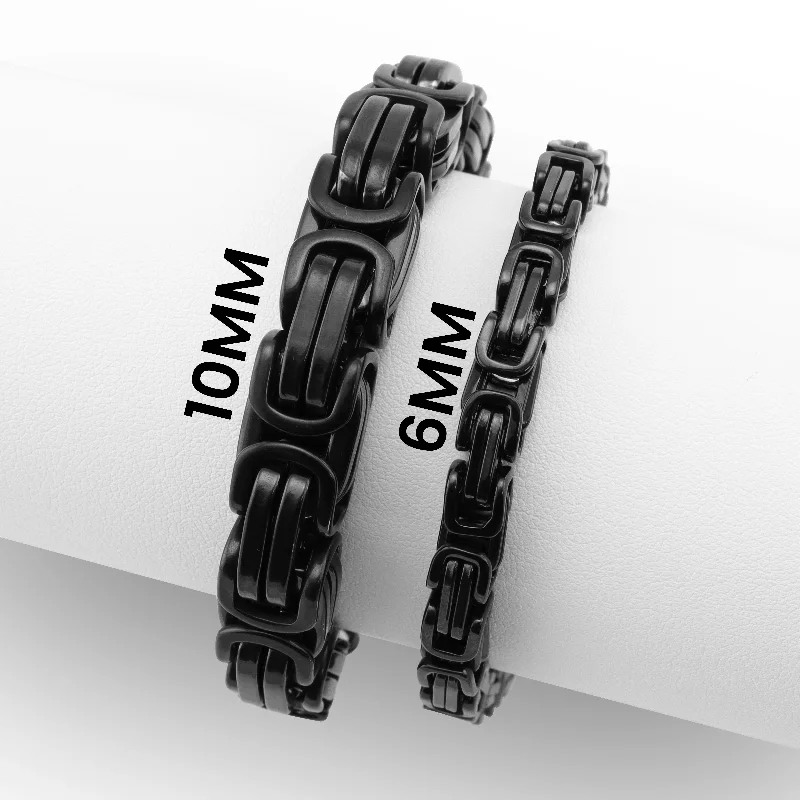 Stainless Steel Black Byzantine Chain Bracelet / BRJ9090