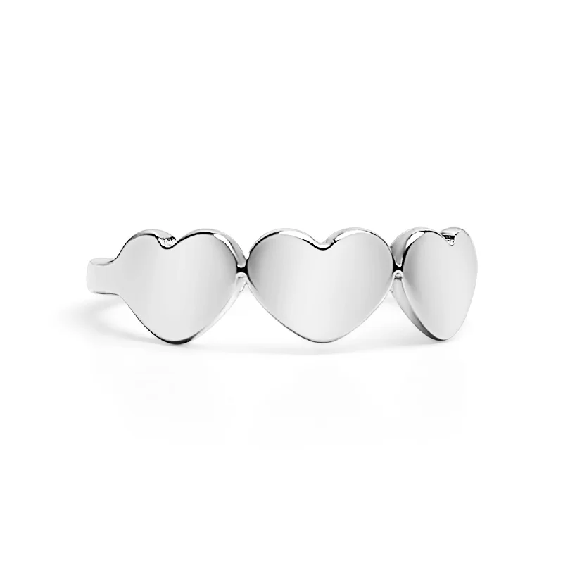 Stainless Steel Blank Engravable 3 Heart Ring / ZRJ9019