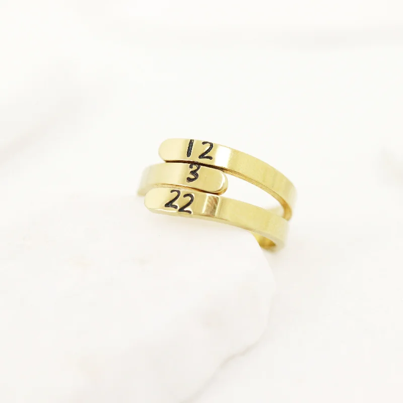 Stainless Steel Blank Engravable 3 Name Wrap Ring / ZRJ9018