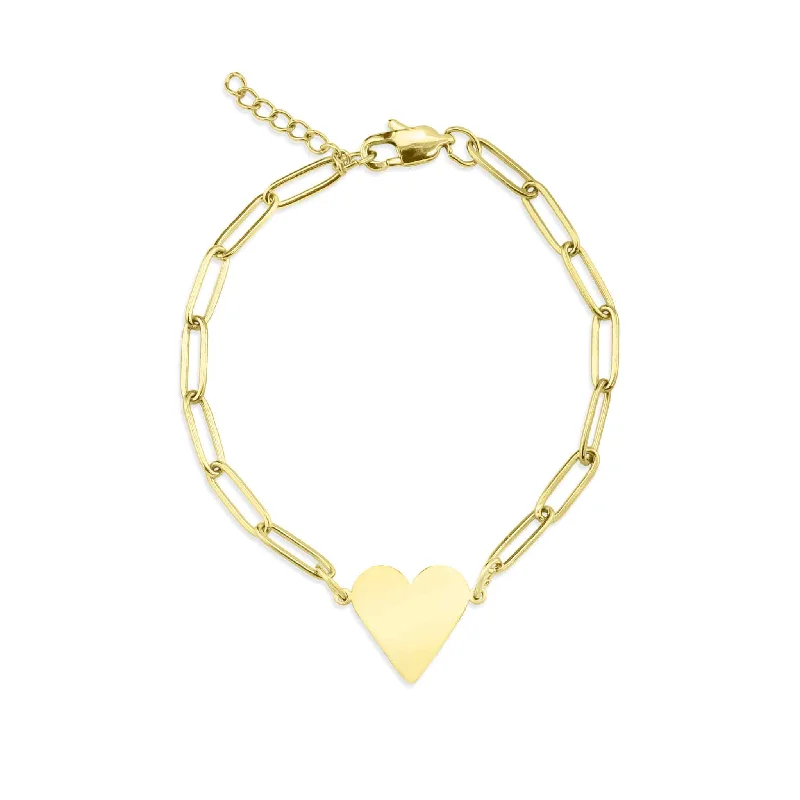 Stainless Steel PVD Coated Paperclip Heart Bracelet / SBB0303