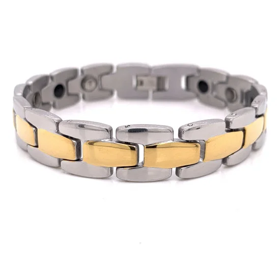 Stainless Steel & Gold PVD Coated Magnetic Bracelet / MBS0021