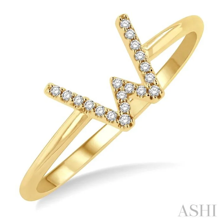 1/20 Ctw Initial 'W' Round Cut Diamond Fashion Ring in 10K Yellow Gold