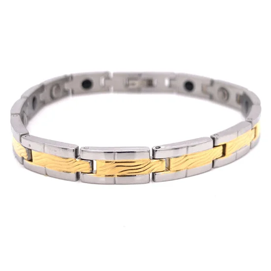 Gold PVD Coated Stainless Steel Magnetic Bracelet / MBS0023