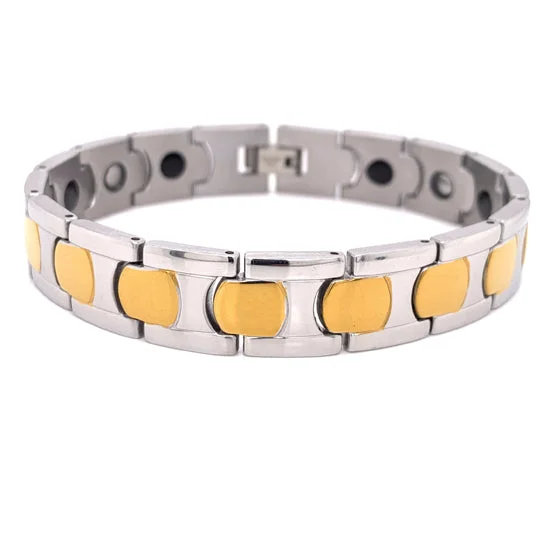 Stainless Steel & Gold PVD Coated Magnetic Bracelet / MBS0030