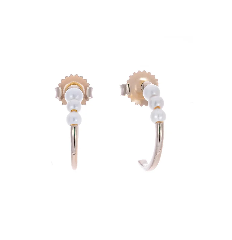 Sabel Collection Yellow Gold Pearl Half Hoop Earrings