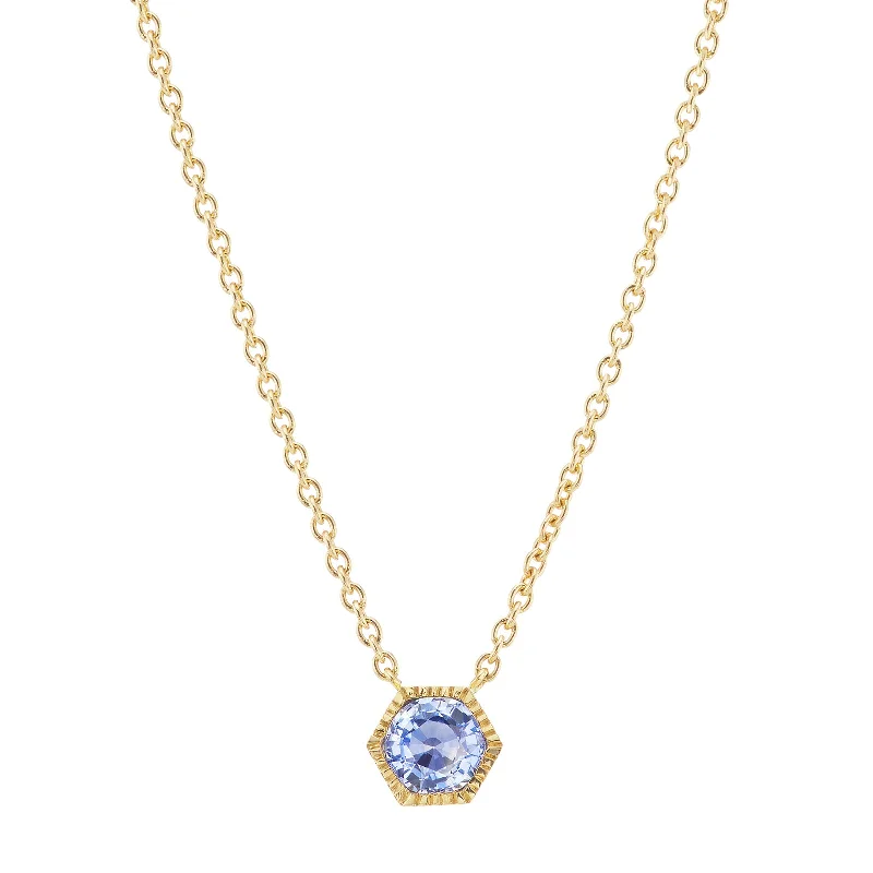 Lakshmi Hexagon Neclace - Blue Sapphire