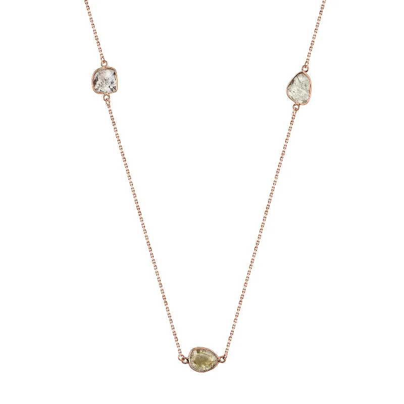 Slice Diamond Triple Necklace - Rose Gold