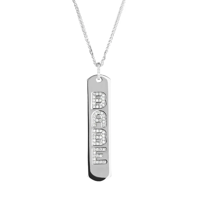 Custom Longtag Necklace - White Gold