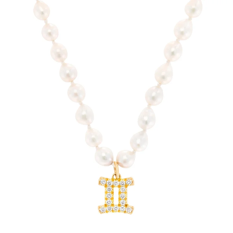 Zodiac Pearl Necklace - Yellow Gold