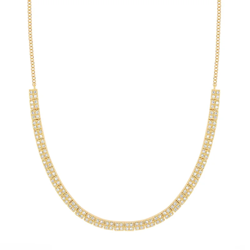 Double Row Diamond Necklace - Yellow Gold