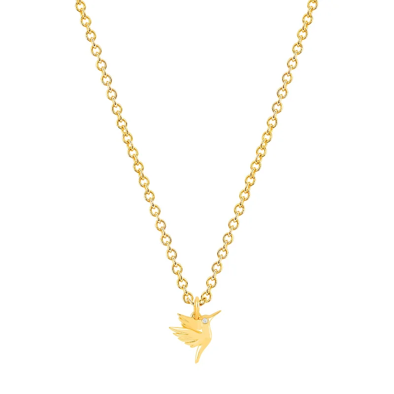 Hummingbird Diamond Necklace - Yellow Gold