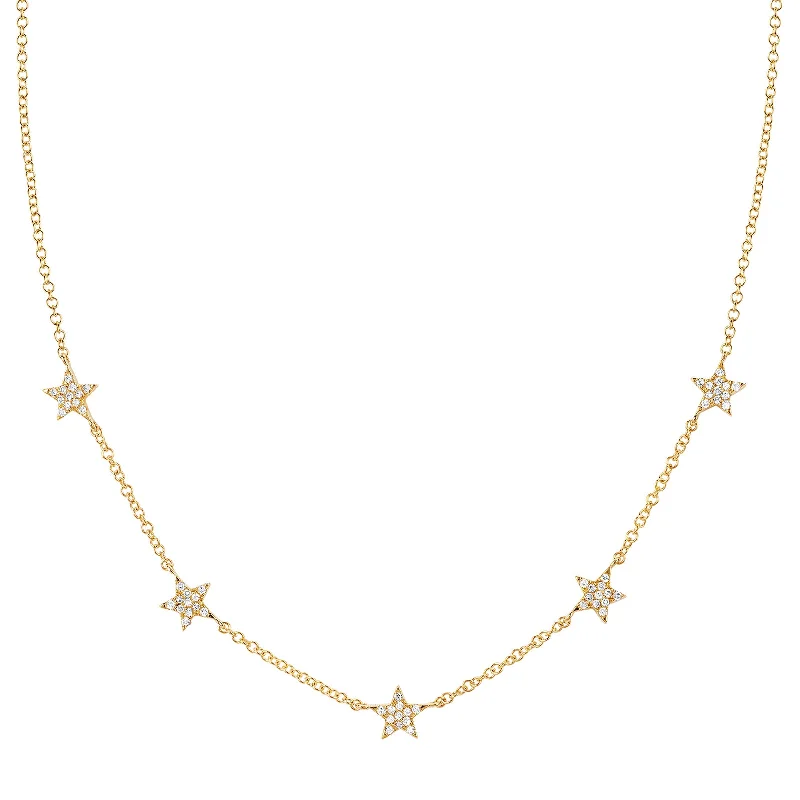 Mini Star Station Necklace - Yellow Gold