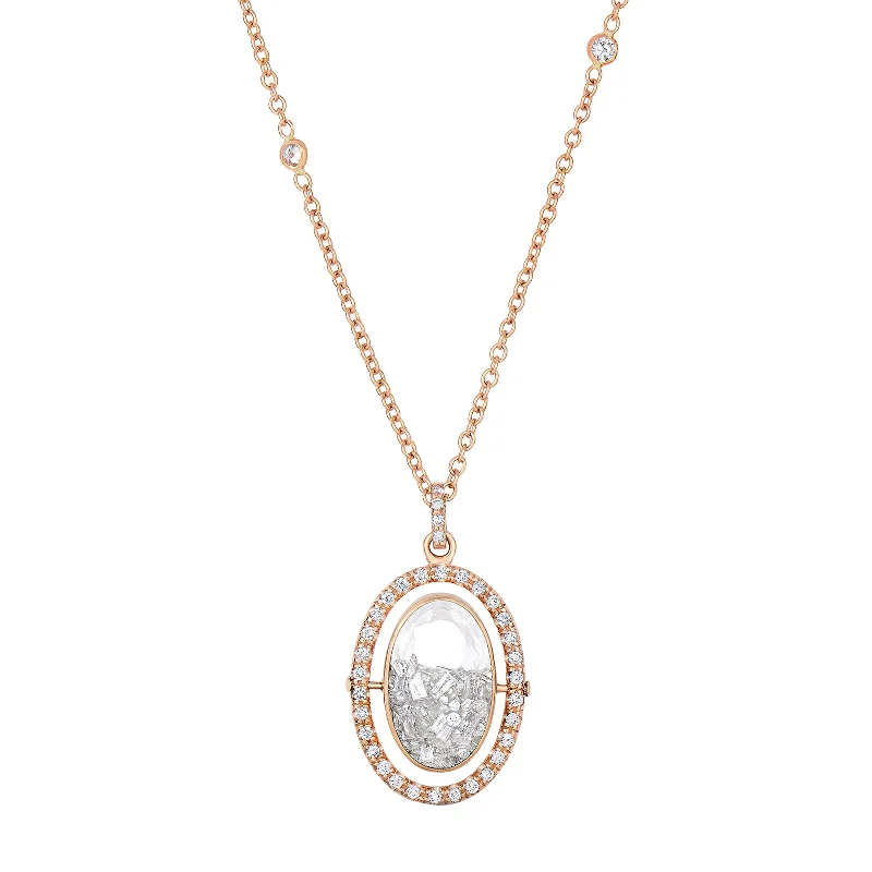 Halo Oval Diamond Shaker Necklace