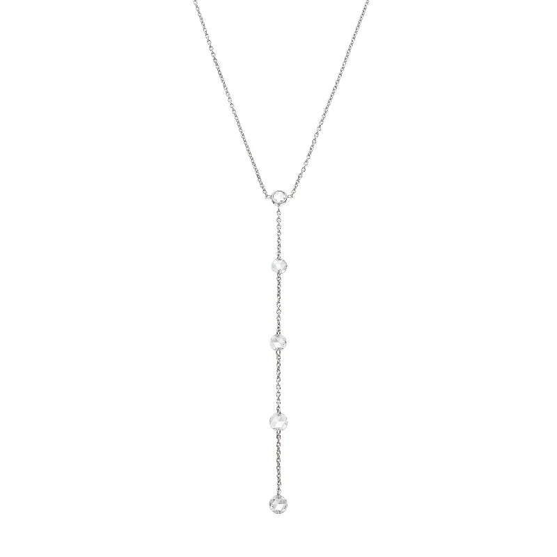 Cien Five Station Lariat Necklace - White Gold