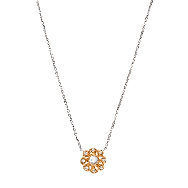 Flora Diamond Necklace - Rose & White Gold