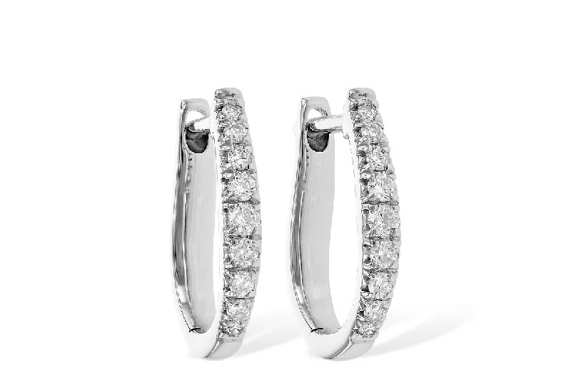 14Kt. White Gold 1/4Ctdw Natural Round Diamond Huggie Hoop Earrings