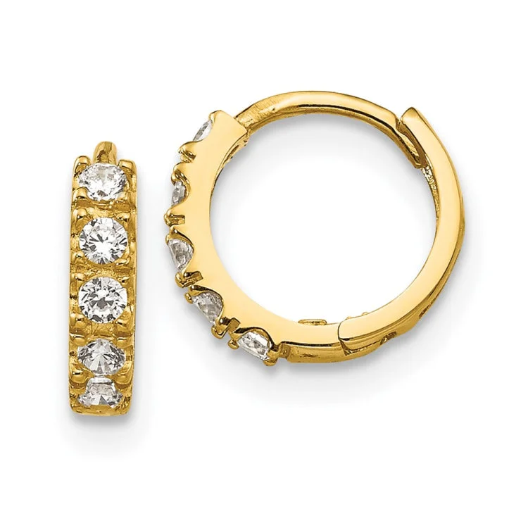 14k Madi K CZ Children's Hinged Hoop Earrings