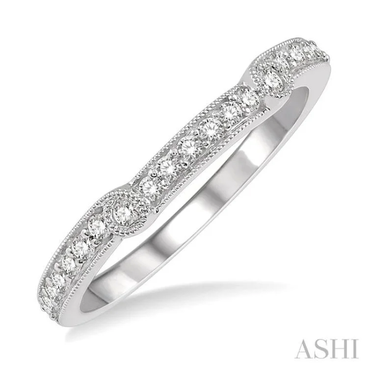 1/5 ctw Round Cut Diamond Wedding Band in 14K White Gold