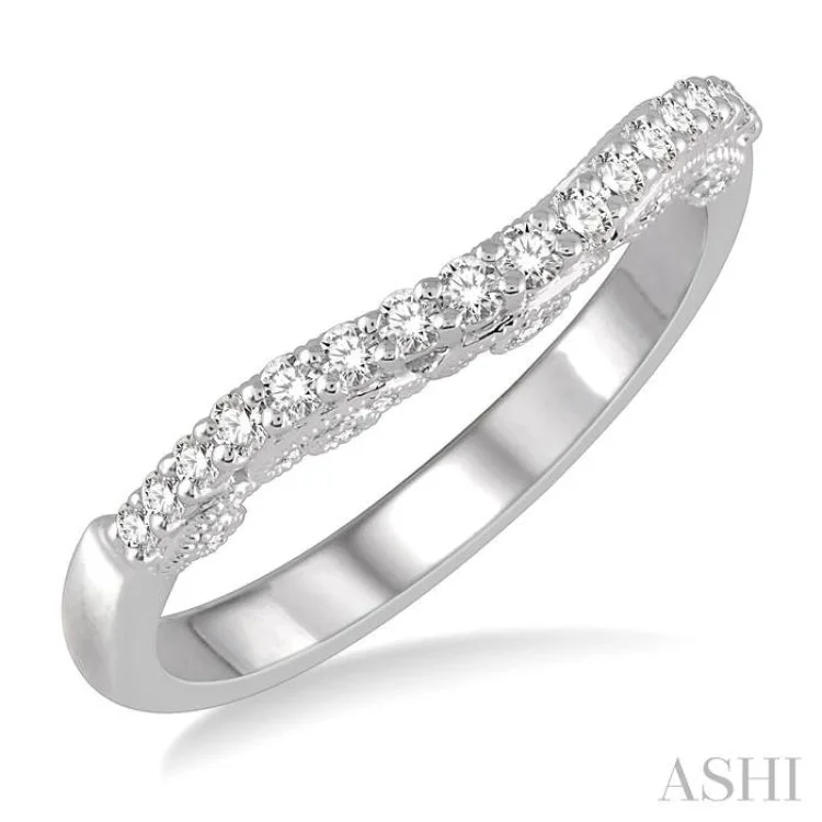 1/3 Ctw Round Cut Diamond Wedding Band in 14K White Gold