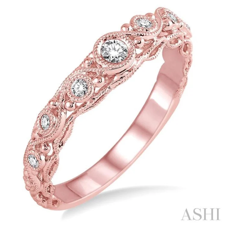 1/6 Ctw Round Cut Diamond Wedding Band in 14K Rose Gold