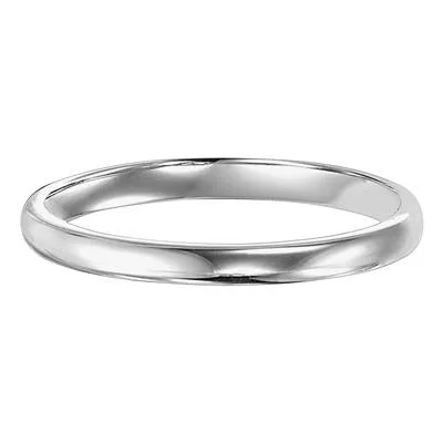 Ladies Platinum Low Dome Plain Wedding Band