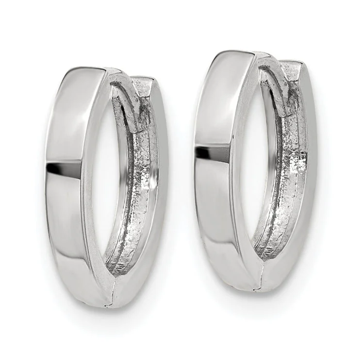 14k White Gold Round Hinged Hoop Earrings