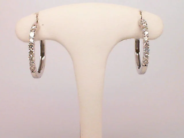 White Gold Medium sized Natural Diamond Hoop Earrings